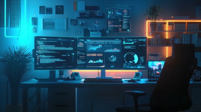 Revolutionizing productivity innovative workspaces with high-tech digital interfaces