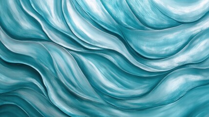 Fototapeta premium Abstract wave patterns in soothing shades of turquoise and blue creating a tranquil atmosphere