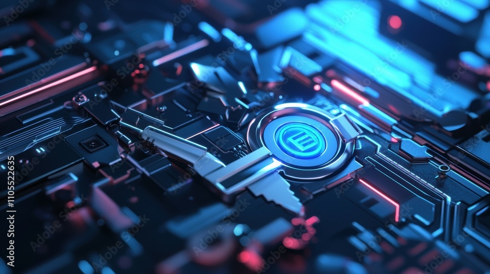 Poster cyber space security concept aerial view of floating digital encryption keys art
