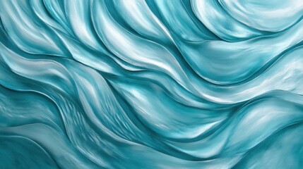 Fototapeta premium Abstract swirls of turquoise and white create a calming oceanic effect on a textured canvas