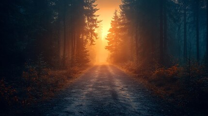 Obraz premium Ethereal Forest Path Leading to Mysterious Light