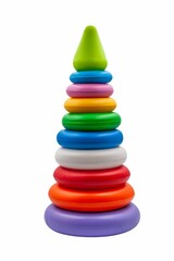 Multi-colored children's toy pyramid on a white background 