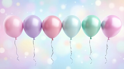 Pastel Balloons Float Against A Soft Background