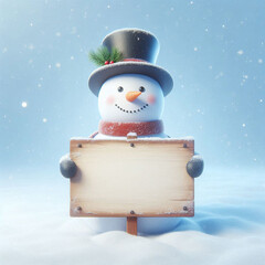 snowman with blank sign