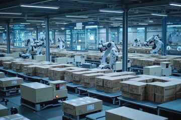 Advanced Robotic Automation in Modern Warehouse for Efficient Package Sorting and Handling
