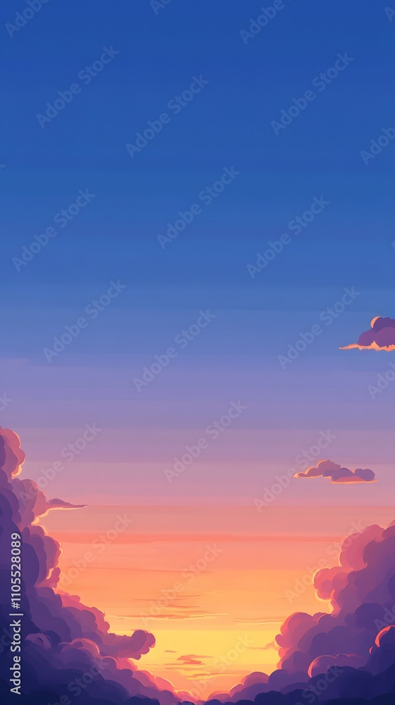 Poster 10. a wide-open sky at dusk with warm sunset hues and a central empty space for adding text