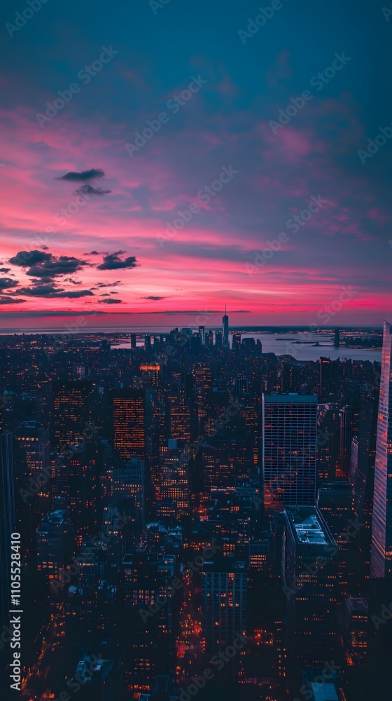 Poster 10. a wide-open sky at dusk with warm sunset hues and a central empty space for adding text