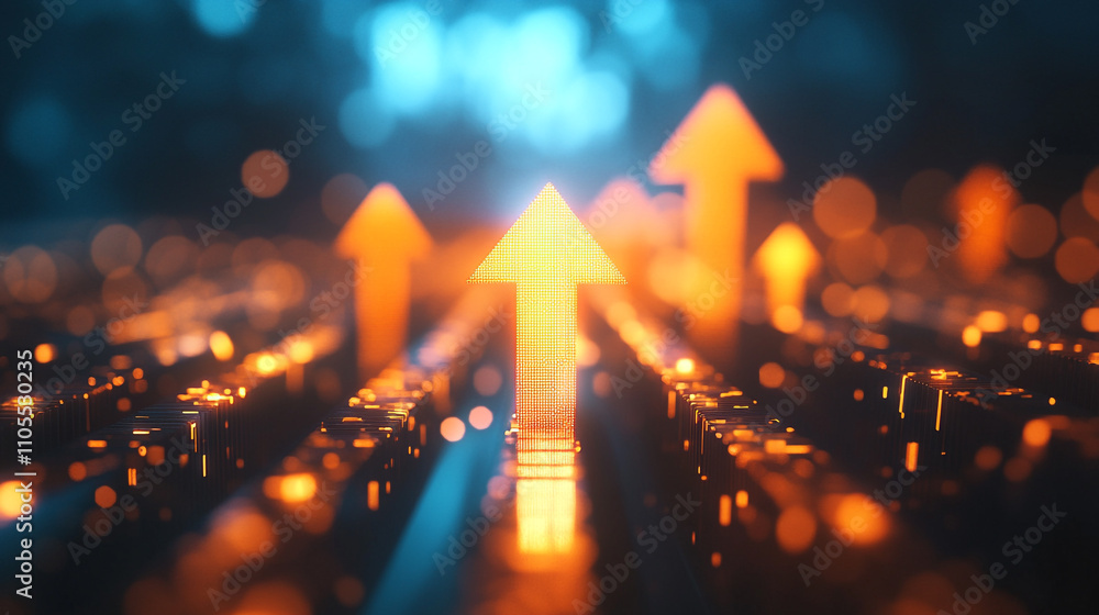 Aufkleber digital arrows symbolizing growth and progress on a technology interface