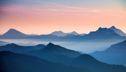 Silhouette of mountains in pastel tones as a landscape background