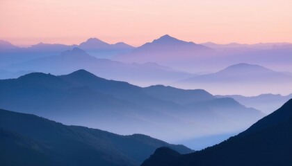 Obraz premium Silhouette of mountains in pastel tones as a landscape background