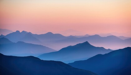 Obraz premium Silhouette of mountains in pastel tones as a landscape background