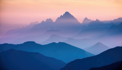 Silhouette of mountains in pastel tones as a landscape background