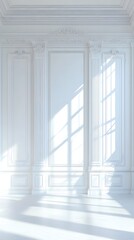Fototapeta premium 15. A clean white wall with soft lighting and a large central space, perfect for text or titles