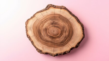 Tree Slice Pink Background.