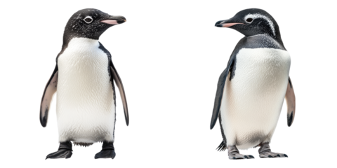 Penguin isolated on transparent background, Set of