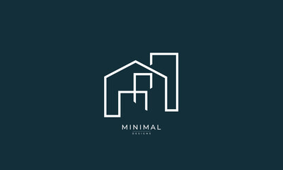 A line art icon logo of a modern house or home / real estate business	
