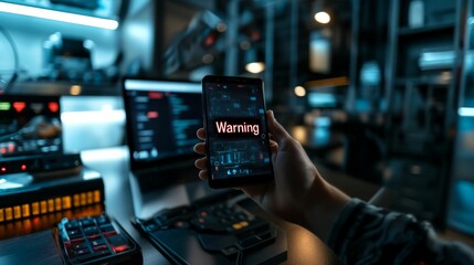 Cybersecurity Warning Notification on Smartphone
