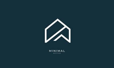 A line art icon logo of a modern house or home / real estate business	
