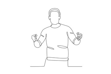 Single continuous line drawing of A man who is happy and cheerful. Dynamic single line draw design graphic vector illustration.
