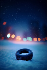 Auto auf winterlicher verschneiter Stra&szlig;e
