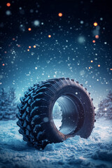 Auto auf winterlicher verschneiter Stra&szlig;e
