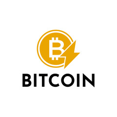 Bitcoin logo concept. Cryptocurrency logo sign. Digital money flat style vector illustration.