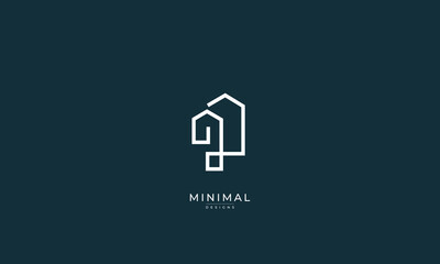 A line art icon logo of a modern house or home / real estate business	
