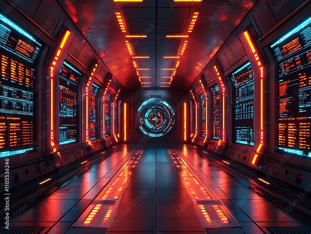 Poster futuristic control room monitoring global supply chain with algorithms optimizing routes inventory a