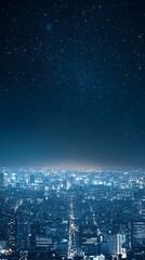 Obraz premium 20. A wide cityscape at night with glowing lights, leaving an empty space in the center for text