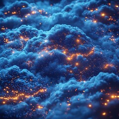 Fototapeta premium Cosmic Cloud Computing Glowing Galaxy of Interconnected Data Servers and Constellations of Code