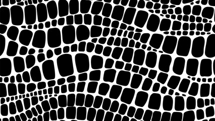 Crocodile, dinosaur and snake animal skin pattern, reptile leather vector background with black and white scales texture. Abstract modern geometric background with alligator crocodile skin pattern