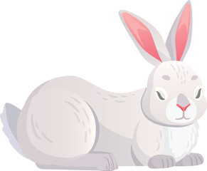 Sleeping rabbit. White bunny rest cartoon icon