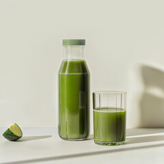 Home made juice, healthy, good for you, green, zucchini, white background
