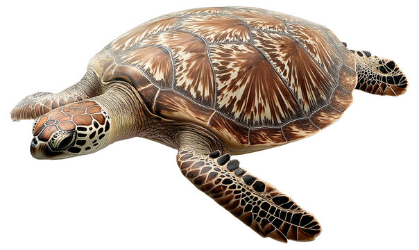 PNG Sea turtle with detailed patterned shell