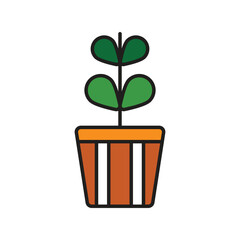plant color line icon with white background vector stock illustration