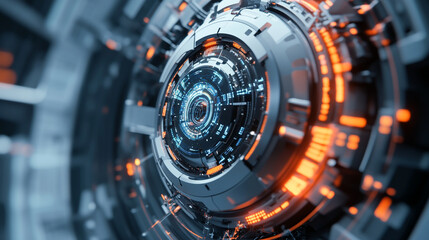 Futuristic technology with glowing elements in a circular design