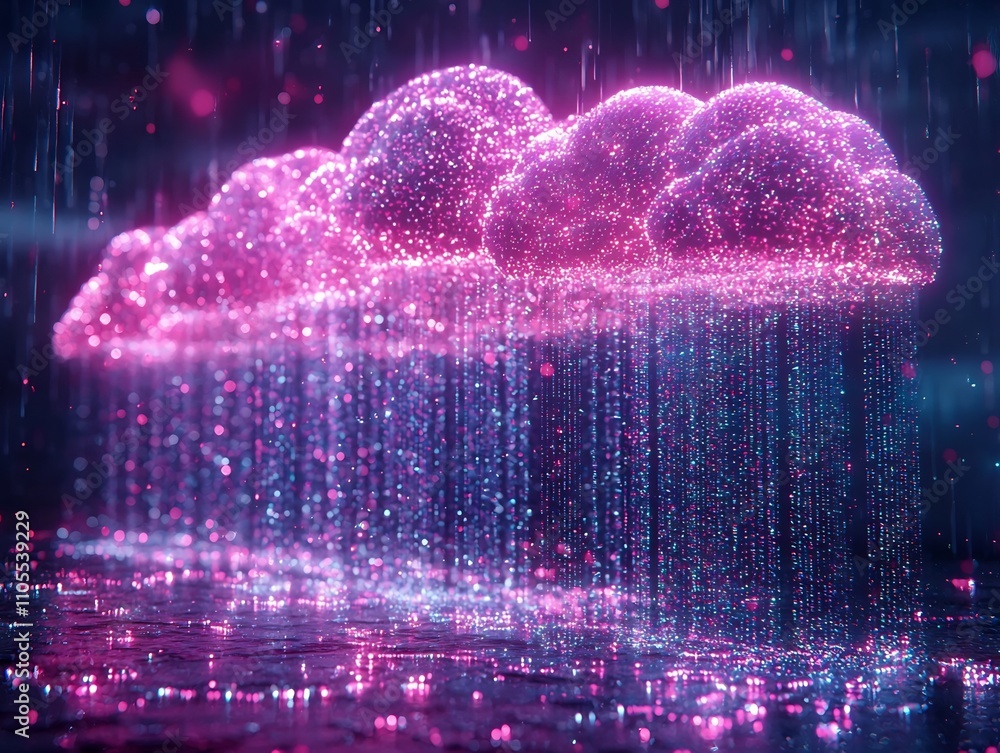 Aufkleber an interpretation of a digital waterfall in a virtual landscape of cloud computing