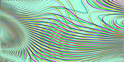 Abstract background, as an option, for presentations and wallpapers. Geometric pattern of colored ribbons on a light green background.