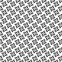 Black and white vector seamless pattern with small diamonds , star shapes ,rhombuses .Abstract black and white geometric texture .Simple minimal wide repeat background .