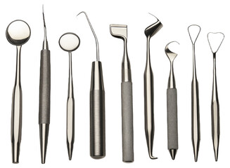 PNG Assorted dental tools with metal handles