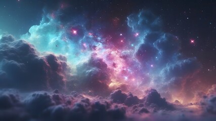 Fototapeta premium Colorful Nebula Galaxy with Stars and Clouds – Stunning Universe Wallpaper 