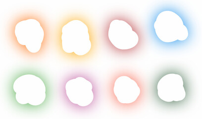 Abstract freeform white shapes figures with color shadow