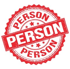 PERSON text on red round stamp sign