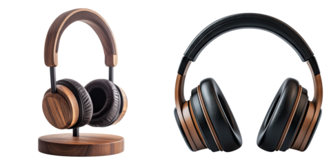 pair of headphone stacked isolated on transparent background, Set of