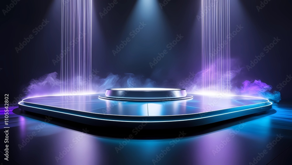 Poster abstract future platform game light technology stage 3d podium background. 3d podium technology back
