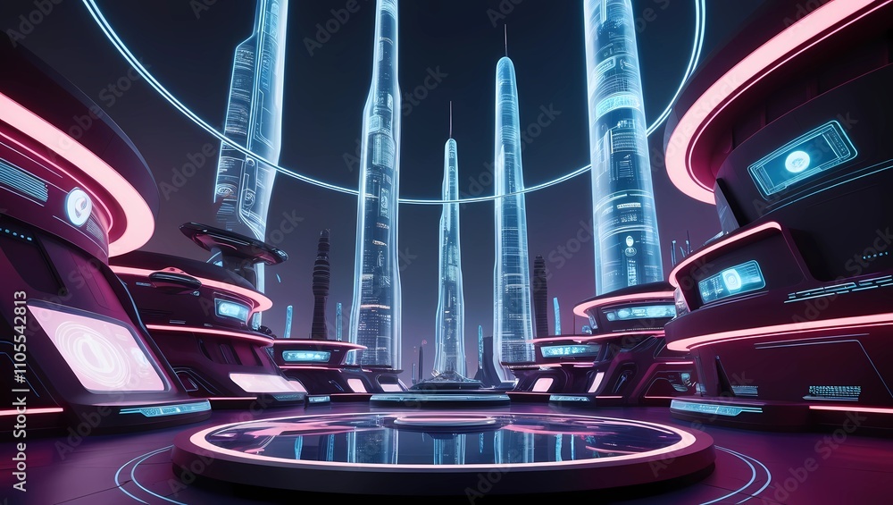 Poster abstract future platform game light technology stage 3d podium background. 3d podium technology back