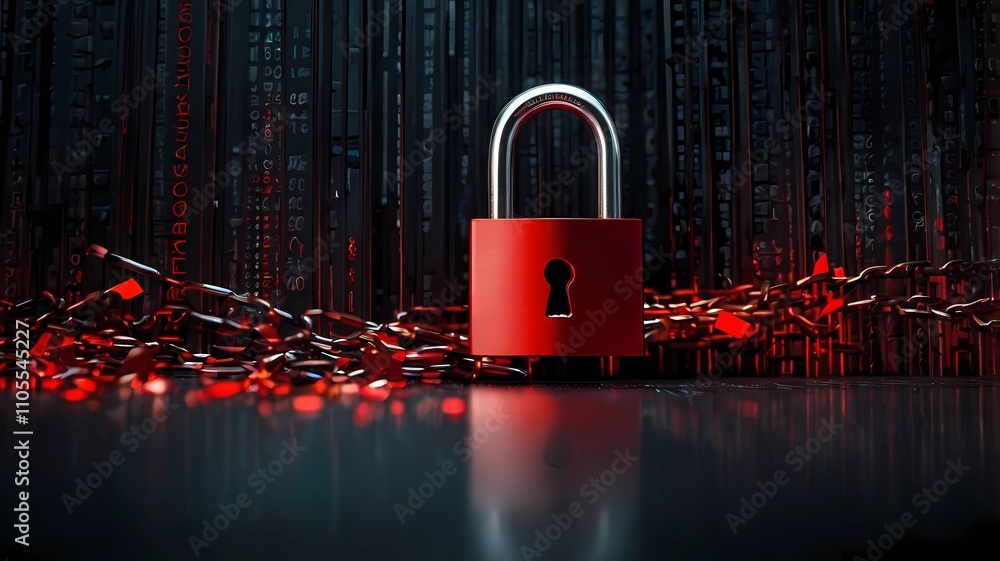 Aufkleber hacker attack. security breach, system hacked, internet cyber attack alert with red broken padlock, 