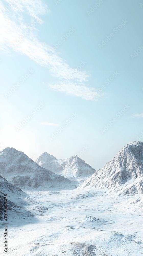 Poster 3. a serene mountain backdrop with an open sky and clear ground, offering a large central space for 