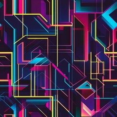 Abstract Geometric Neon Pattern Design