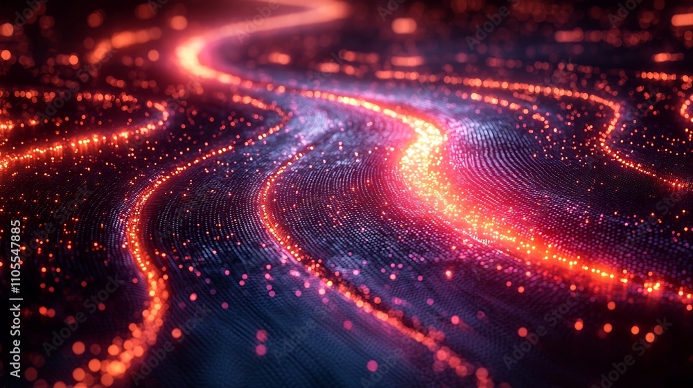 Aufkleber smart digital supply chain network visualized by glowing data streams